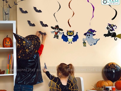 Set 06 dây treo Halloween thả trần xoắn 6 kiểu phụ kiện giấy DTR-HLW-01