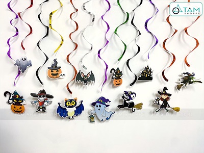 Set 06 dây treo Halloween thả trần xoắn 6 kiểu phụ kiện giấy DTR-HLW-01