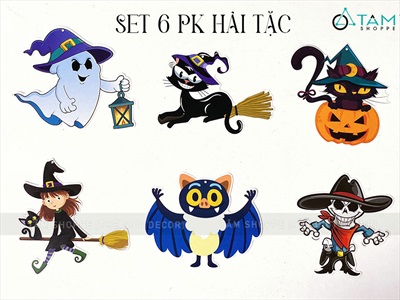 Set 06 dây treo Halloween thả trần xoắn 6 kiểu phụ kiện giấy DTR-HLW-01