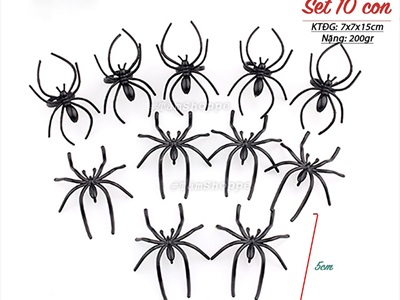 Set 10 con nhện đen tăm nhí nhỏ xíu [5x4cm - Nhựa cứng] TCV-NHEN-09