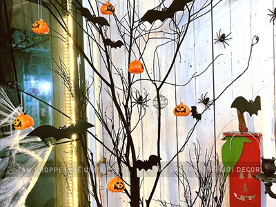 Set 10 quả bí ngô Halloween mini có dây treo ĐK6cm TRAI-BINGO-03