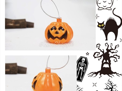 Set 10 quả bí ngô Halloween mini có dây treo ĐK6cm TRAI-BINGO-03
