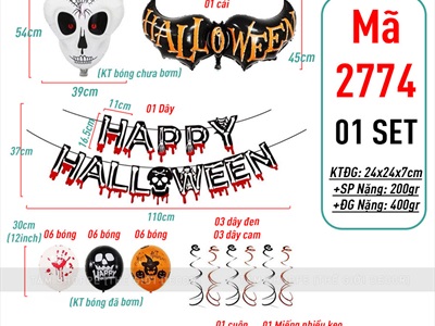 Set bóng trang trí Halloween đầu lâu khóc máu 2774 - 2775  SETBONG-HLW-01