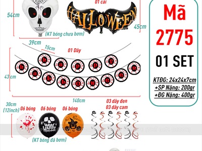 Set bóng trang trí Halloween đầu lâu khóc máu 2774 - 2775  SETBONG-HLW-01