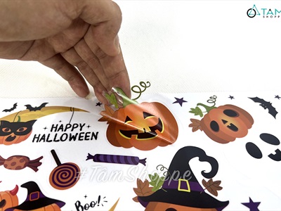 Set Decal Halloween dán kính không keo 30x20cm nhiều kiểu DECAL-HLW-05