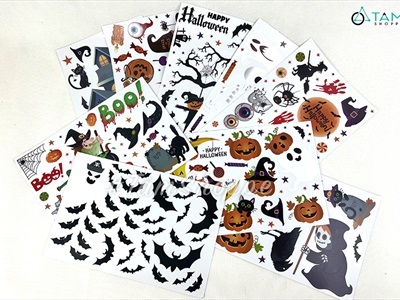 Set Decal Halloween dán kính không keo 30x20cm nhiều kiểu DECAL-HLW-05