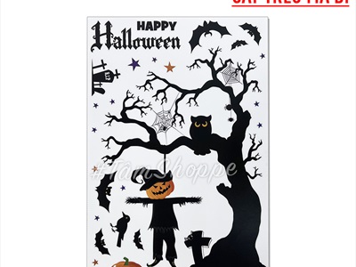 Set Decal Halloween dán kính không keo 30x20cm nhiều kiểu DECAL-HLW-05