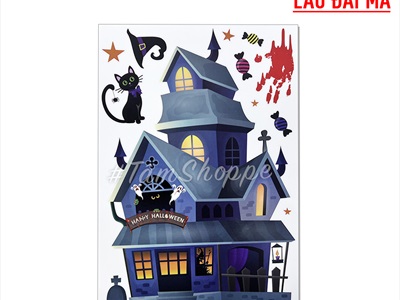 Set Decal Halloween dán kính không keo 30x20cm nhiều kiểu DECAL-HLW-05