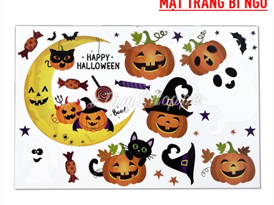 Set Decal Halloween dán kính không keo 30x20cm nhiều kiểu DECAL-HLW-05