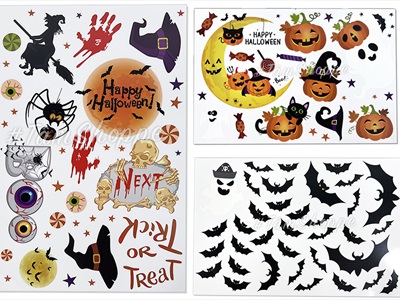 Set Decal Halloween dán kính không keo 30x20cm nhiều kiểu DECAL-HLW-05