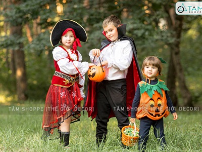 Thố xin kẹo Halloween bí ngô nhựa cứng 3 size XINKEO-01