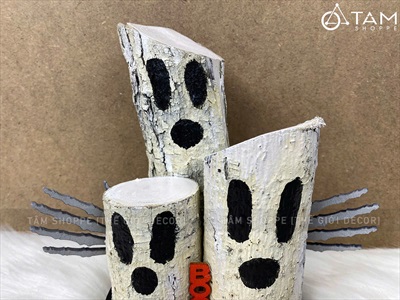 Tiểu cảnh để bàn HLW ba ma thân cây trắng đen [Cây tự nhiên - 22x22cm] TCĐB-HLW-01