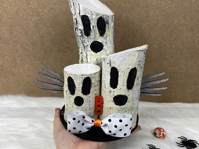 Tiểu cảnh để bàn HLW ba ma thân cây trắng đen [Cây tự nhiên - 22x22cm] TCĐB-HLW-01