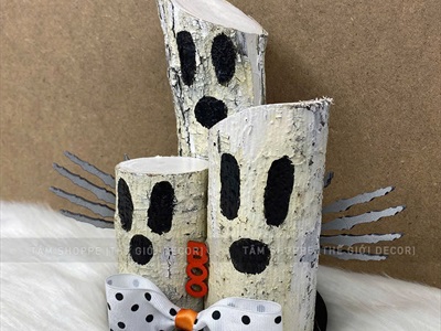 Tiểu cảnh để bàn HLW ba ma thân cây trắng đen [Cây tự nhiên - 22x22cm] TCĐB-HLW-01