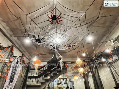Tiểu cảnh nhện bắn tơ trên trần nhà zombie điện tử co giật [2023 - Tâm Nguyễn Decor] CC-HLW-2302