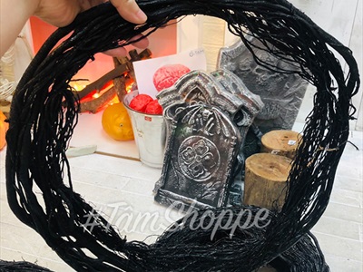 Vòng dây rừng màu đen chưa trang trí vành tròn ĐK40cm VDR-04
