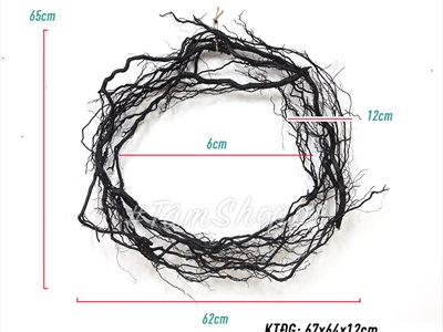 Vòng rễ cây màu đen chưa trang trí ĐK60cm VDR-03