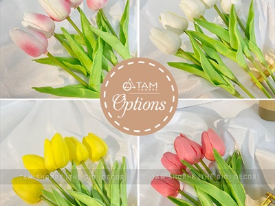 Bó 05 cành hoa tulip cao su như thật [Loại 1 - cùng màu] CANHHOA-03
