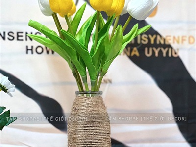 Bó 05 cành hoa tulip cao su như thật [Loại 1 - cùng màu] CANHHOA-03