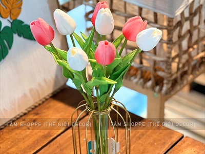 Bó 05 cành hoa tulip cao su như thật [Loại 1 - cùng màu] CANHHOA-03
