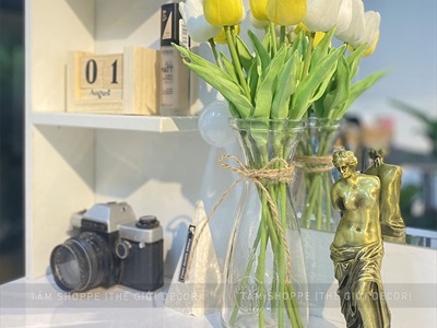 Bó 05 cành hoa tulip cao su như thật [Loại 1 - cùng màu] CANHHOA-03
