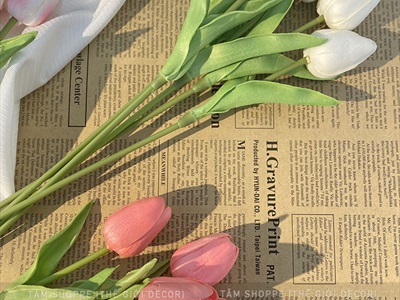Bó 05 cành hoa tulip cao su như thật [Loại 1 - cùng màu] CANHHOA-03