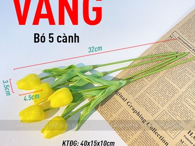 Bó 05 cành hoa tulip cao su như thật [Loại 1 - cùng màu] CANHHOA-03