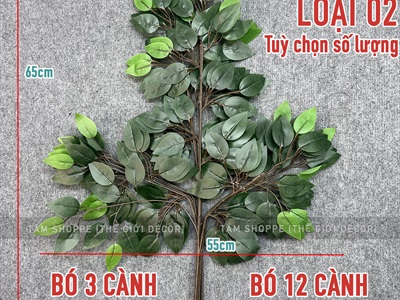Bó nhiều cành lá si giả làm cây xanh đẹp như thật [2 loại - Bó 3/10/12 cành] CANHLA-04