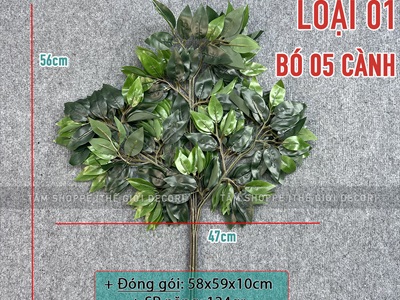 Bó nhiều cành lá si giả làm cây xanh đẹp như thật [2 loại - Bó 3/10/12 cành] CANHLA-04