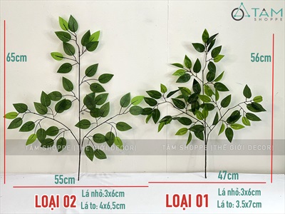 Bó nhiều cành lá si giả làm cây xanh đẹp như thật [2 loại - Bó 3/10/12 cành] CANHLA-04