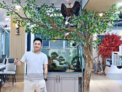 Bó nhiều cành lá si giả làm cây xanh đẹp như thật [2 loại - Bó 3/10/12 cành] CANHLA-04