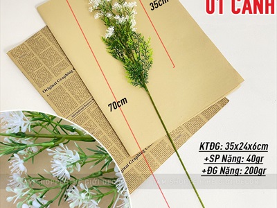Cành hoa bi sao to màu trắng [Hoa dày - Dài 70cm] CANHHOA-04