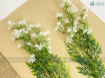 Cành hoa bi sao to màu trắng [Hoa dày - Dài 70cm] CANHHOA-04