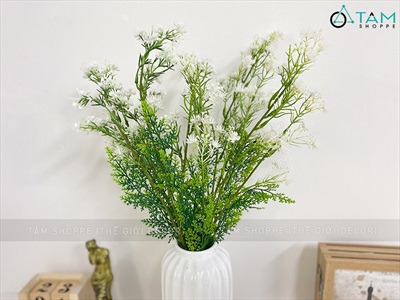 Cành hoa bi sao to màu trắng [Hoa dày - Dài 70cm] CANHHOA-04