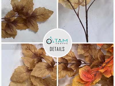 Cành lá phong dài 100cm đủ màu [Giả lá khô - Màu vintage] CANHLA-06