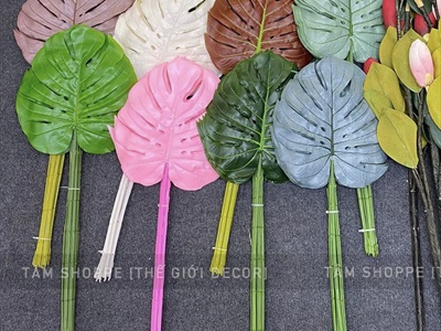 Cành lá rùa Monstera giả 8 màu [Dày đẹp - Dài 75cm] CANHLA-02