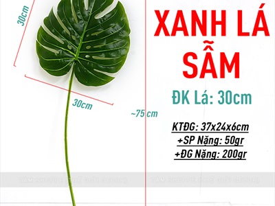 Cành lá rùa Monstera giả 8 màu [Dày đẹp - Dài 75cm] CANHLA-02