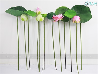 Cành sen quan âm cao cấp đẹp như thật (bán lẻ theo cành) CANHHOA-02