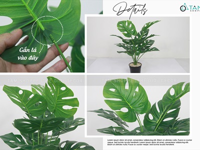 Chậu cây xanh giả 12 lá nhiệt đới Tropical cao 50-60cm CHAUCAYGIA-14
