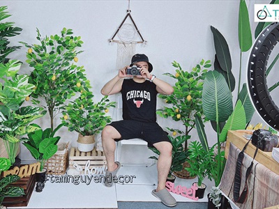 Chậu cây lá rùa Monstera 24 lá cao 100cm [Cây giả - Như thật] CHAUCAYGIA-18