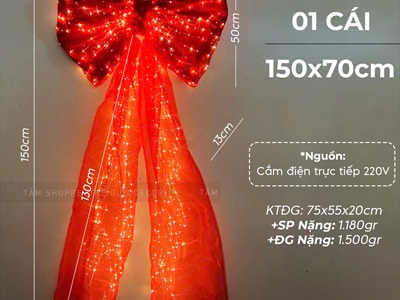 [ORDER 3-5 NGÀY] Nơ vải nhung voan siêu đèn Led [70x150cm - Cắm điện] PK-NO-05