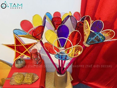 Lồng đèn bông hoa giấy màu kiếng [Thủ công - 2 size] LDEN-KIENG-09