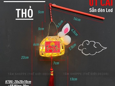 Lồng đèn con thỏ giỏ tre - sao mây có đèn Led (Trung thu - Đoàn viên) LDEN-TRE-02