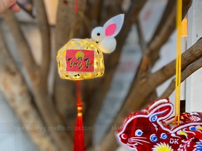 Lồng đèn con thỏ giỏ tre - sao mây có đèn Led (Trung thu - Đoàn viên) LDEN-TRE-02