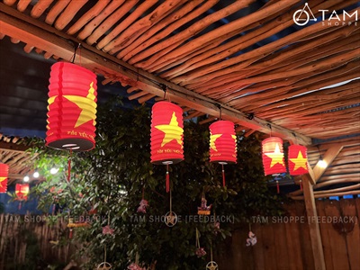 Set 02 lồng đèn giấy con sâu cờ Việt Nam [In đẹp - Cỡ trung] LDEN-GIAY-14