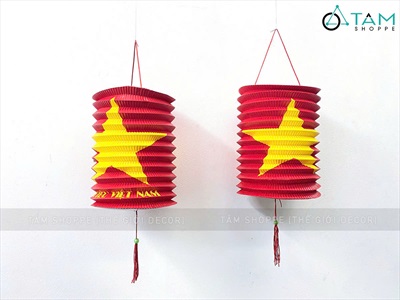 Set 02 lồng đèn giấy con sâu cờ Việt Nam [In đẹp - Cỡ trung] LDEN-GIAY-14