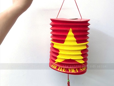 Set 02 lồng đèn giấy con sâu cờ Việt Nam [In đẹp - Cỡ trung] LDEN-GIAY-14