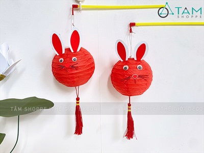 Lồng đèn giấy con thỏ tròn đỏ ĐK10cm LDEN-GIAY-06