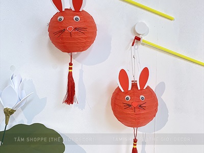 Lồng đèn giấy con thỏ tròn đỏ ĐK10cm LDEN-GIAY-06