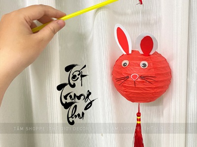 Lồng đèn giấy con thỏ tròn đỏ ĐK10cm LDEN-GIAY-06